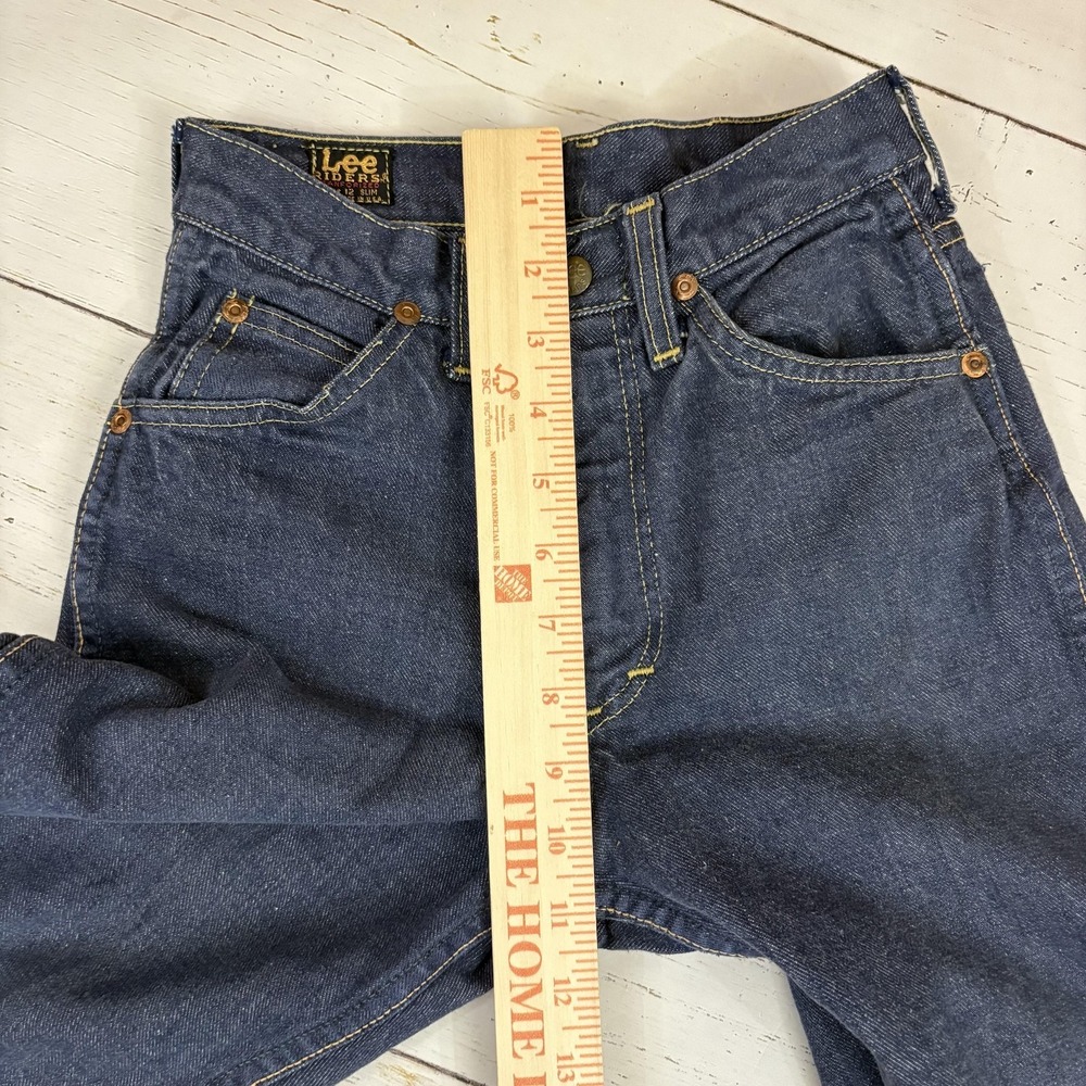 Vintage Lee Riders Jeans Boys 12 Slim Blue Denim Sanforized Made In USA 24x27 - Picture 8 of 10